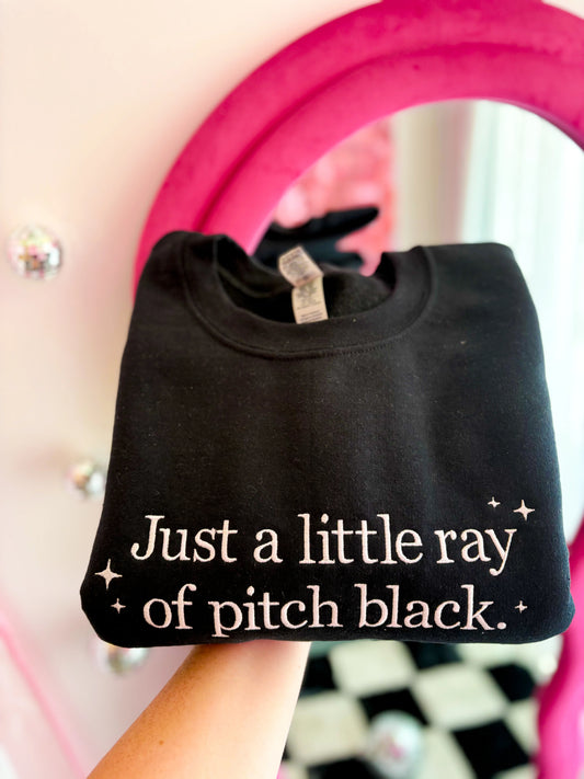 Little Ray Of Pitch Black Embroidered Crewneck