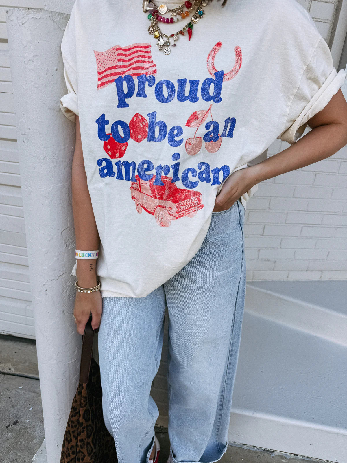 PROUD TO BE AN AMERICAN GRAPHIC TEE - IVORY