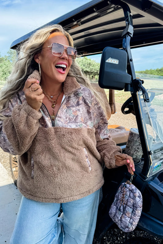PREORDER- CAMO SHERPA PULLOVER