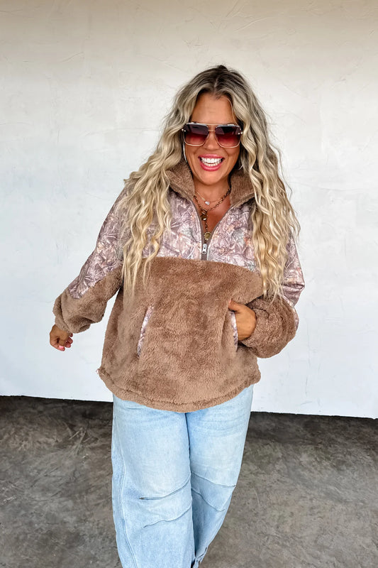 PREORDER- CAMO SHERPA PULLOVER