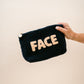 Face Navy and Tan Teddy Pouch