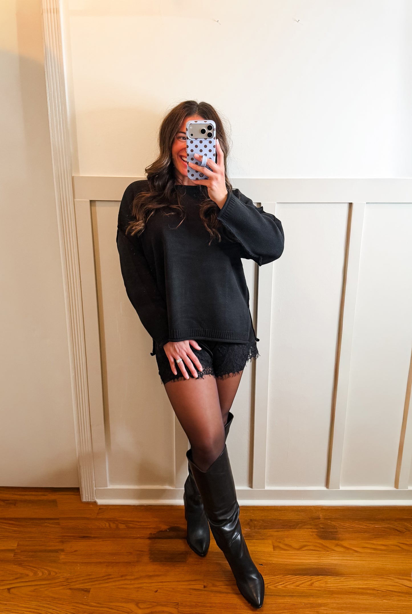 Black Lace Mid Rise Short