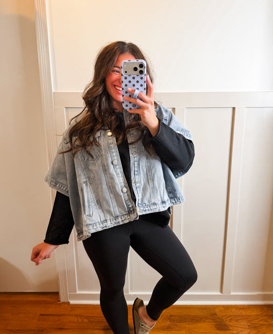 DENIM CAPE JACKET