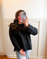 Black Ribbed Crew Neck Sweater