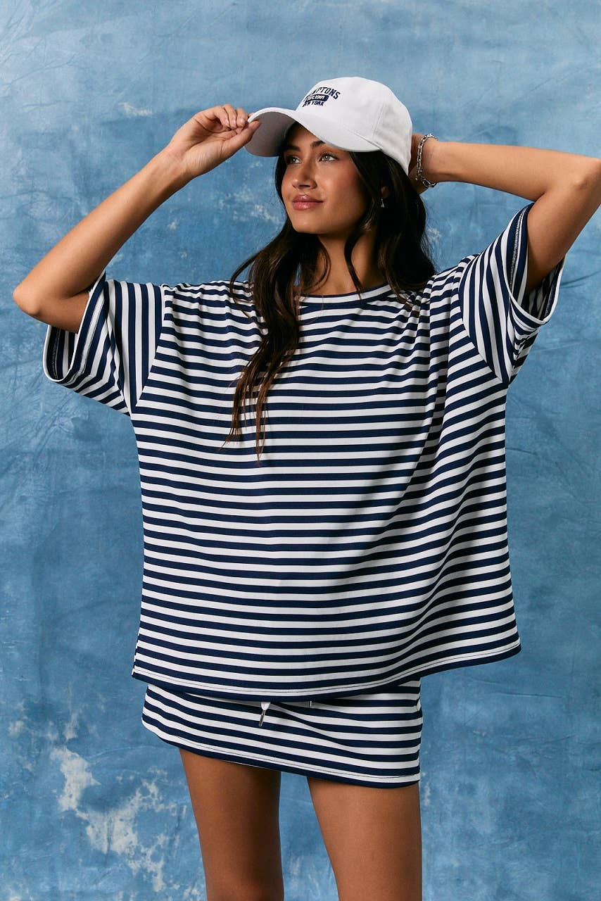 Saylor Short Sleeve Stripe Oversized Tee