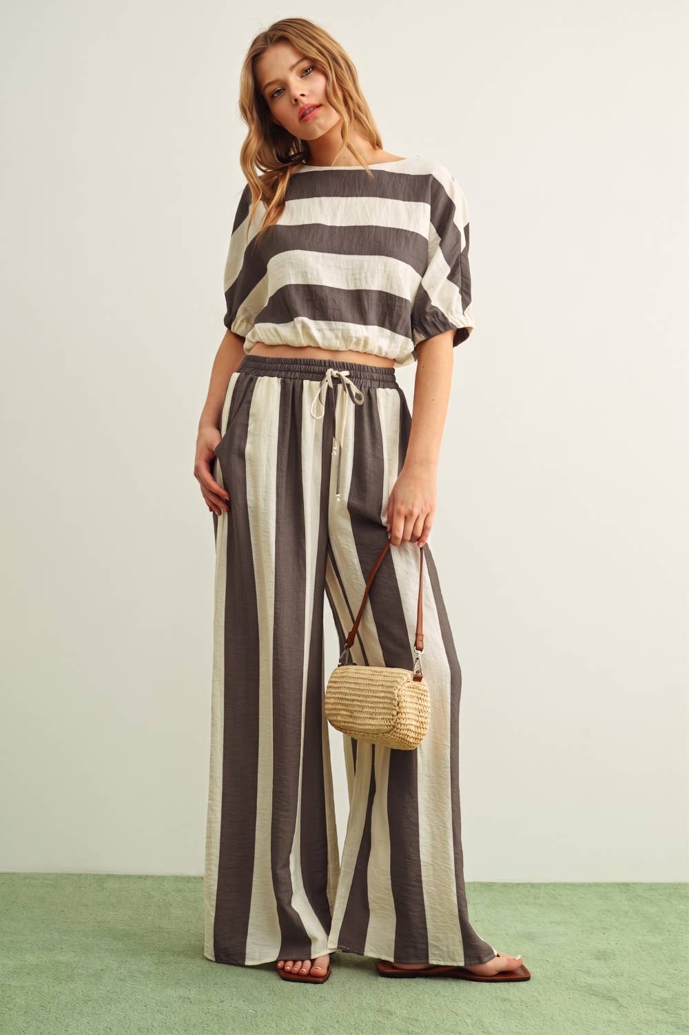 Halle Stripe Wide Leg Trouser