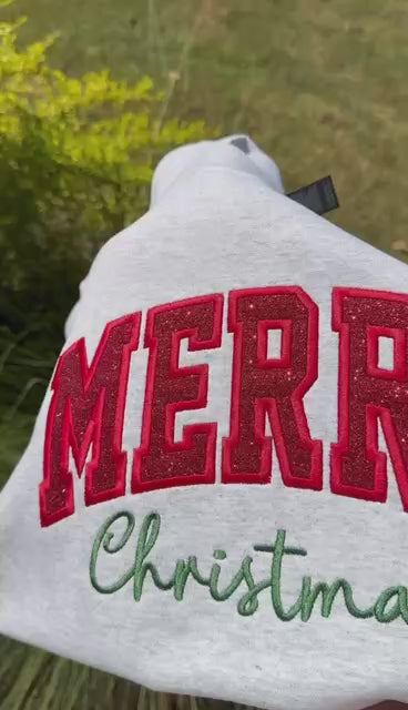 PRE-ORDER Merry Christmas Glitter Appliqué Sweatshirt